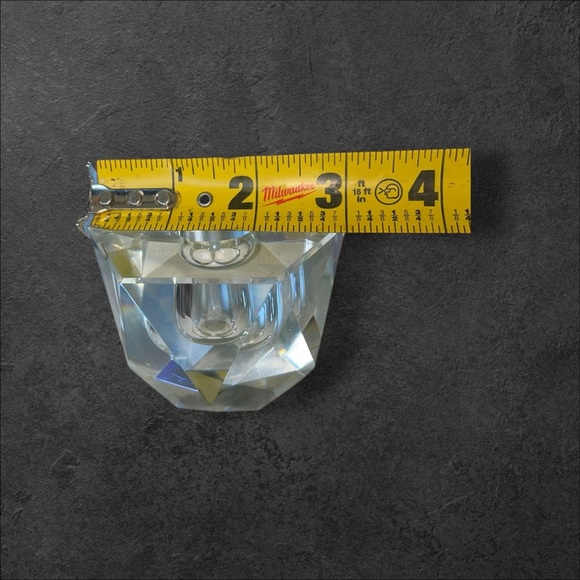 VTG 1950s Set of 2 Candleholders Hand Cut Crystal Glass Geometric Japan 2”x3” - Picture 11 of 13